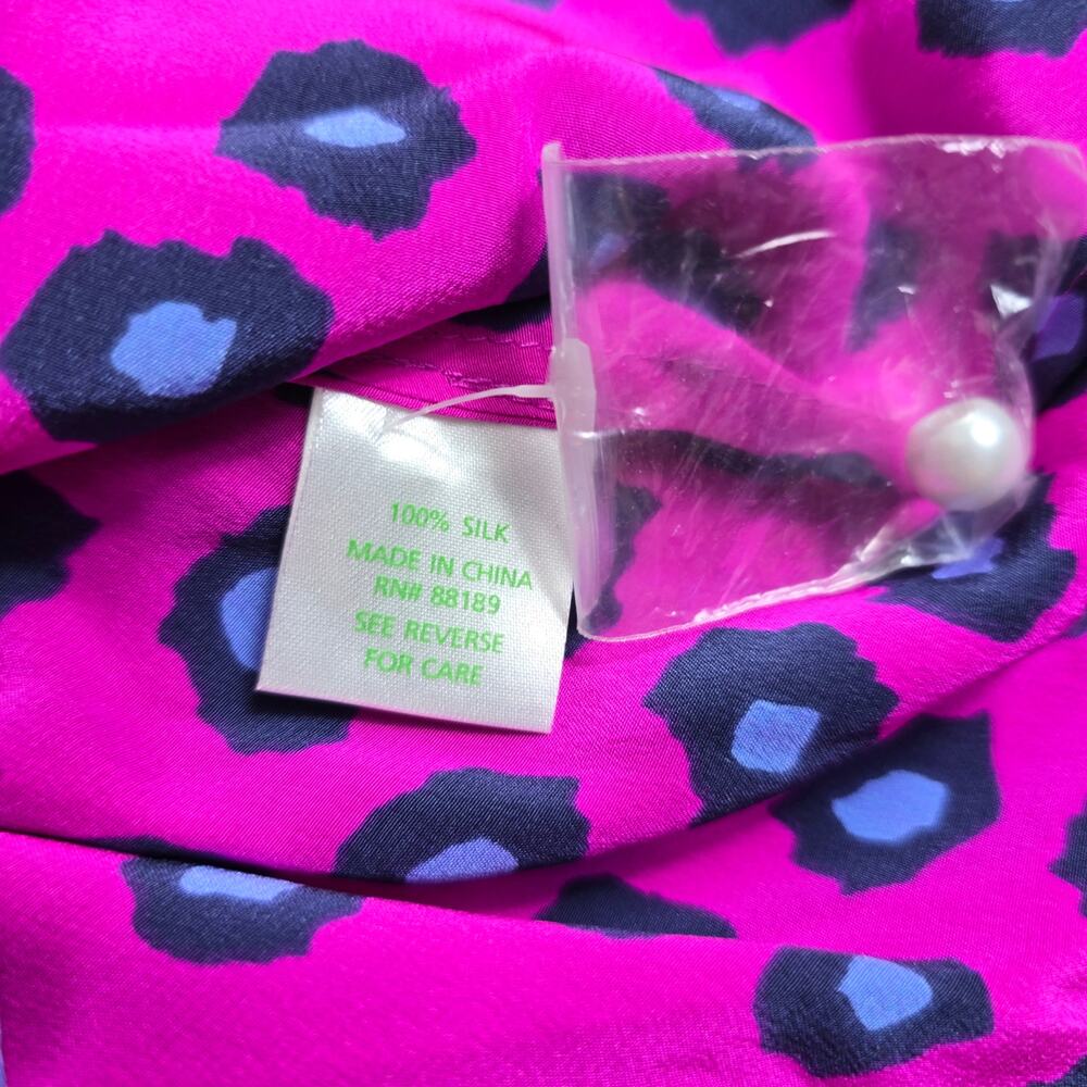 Lilly Pulitzer Silk Peplum Blouse Women's Small Pink Cheetah Leopard Barbie NWOT - Picture 4 of 11